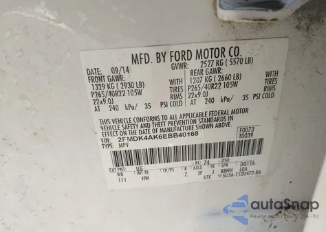 2014 Ford Edge Sport from USA, damaged, VIN 2FMDK4AK6EBB40168